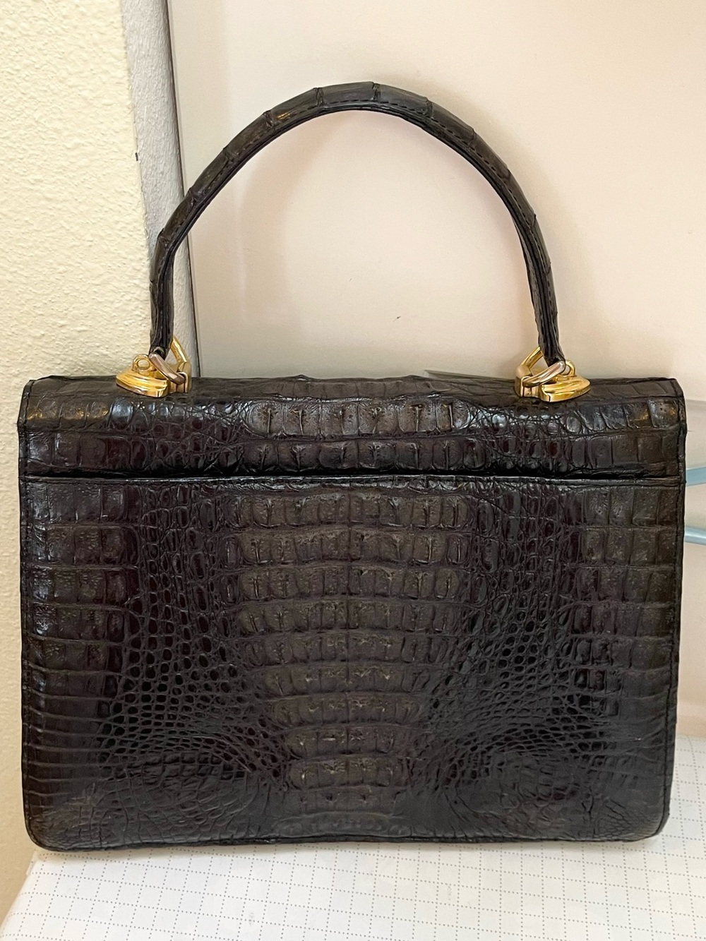 Vintage mid-century genuine alligator Kelly style top handle bag - Picture 2 of 16